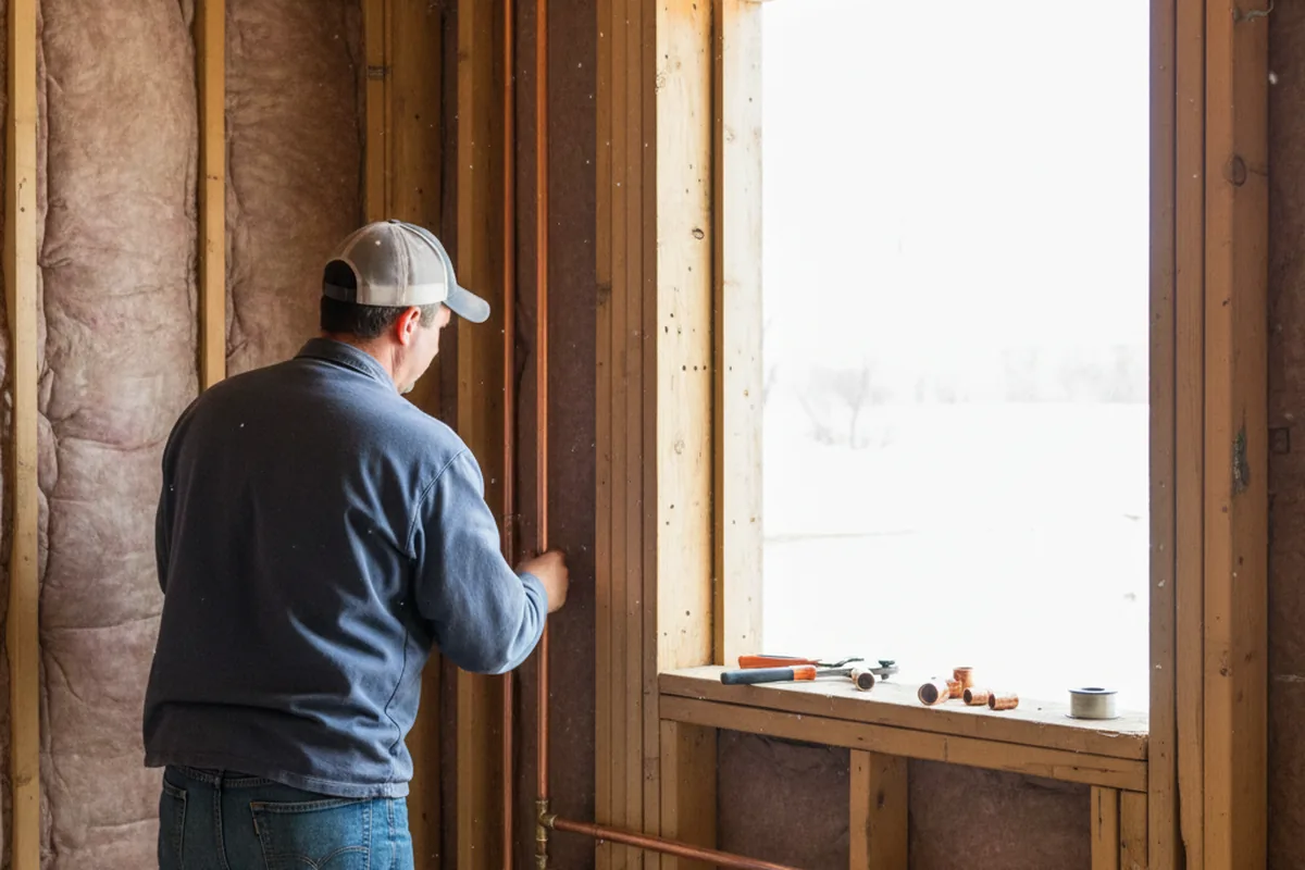 Licensed plumber running new copper supply lines in a Conasauga home