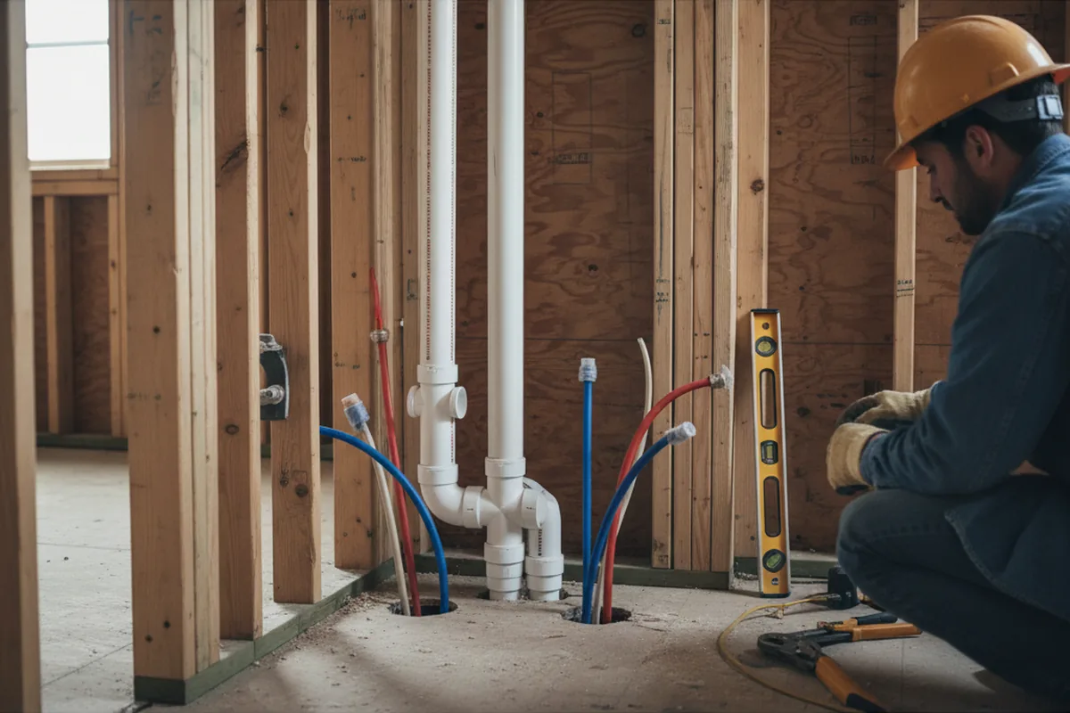 Drain and supply rough-in during Sump Pump Repair in Conasauga